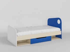 Кровать Скай 1950х950 (Синий/Белый/корпус Клен) в Черлаке - cherlak.katalogmebeli.com | фото