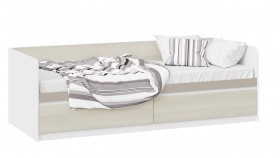 Кровать «Сканди» с 2 ящиками Дуб Гарден/Белый/Глиняный серый в Черлаке - cherlak.katalogmebeli.com | фото 1