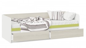 Кровать «Сканди» с 2 ящиками Дуб Гарден/Белый/Зеленый в Черлаке - cherlak.katalogmebeli.com | фото 2