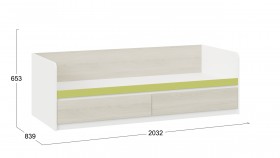 Кровать «Сканди» с 2 ящиками Дуб Гарден/Белый/Зеленый в Черлаке - cherlak.katalogmebeli.com | фото 3