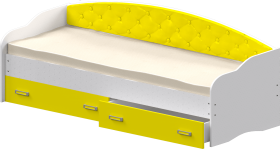 Кровать Софа-7 с мягкой спинкой (800х1900) Белый/Желтый в Черлаке - cherlak.katalogmebeli.com | фото 1