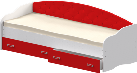 Кровать Софа-7 с мягкой спинкой (800х1900) Белый/Красный в Черлаке - cherlak.katalogmebeli.com | фото