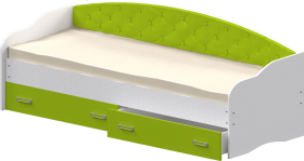 Кровать Софа-7 с мягкой спинкой (800х1900) Белый/Лайм в Черлаке - cherlak.katalogmebeli.com | фото
