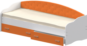 Кровать Софа-7 с мягкой спинкой (800х1900) Белый/Оранжевый в Черлаке - cherlak.katalogmebeli.com | фото