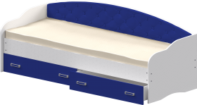 Кровать Софа-7 с мягкой спинкой (800х1900) Белый/Синий в Черлаке - cherlak.katalogmebeli.com | фото 1