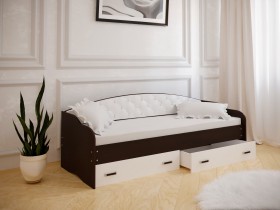 Кровать Софа-7 с мягкой спинкой (800х1900) Венге/ Белый в Черлаке - cherlak.katalogmebeli.com | фото 1