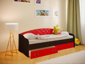 Кровать Софа-8 с мягкой спинкой (900х1900) Венге/Красный в Черлаке - cherlak.katalogmebeli.com | фото