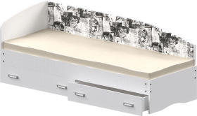 Кровать Софа-9 с мягкой спинкой с рисунком Милана (900х1900) Белый в Черлаке - cherlak.katalogmebeli.com | фото