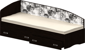 Кровать Софа-9 с мягкой спинкой с рисунком Милана (900х1900) Венге в Черлаке - cherlak.katalogmebeli.com | фото 1