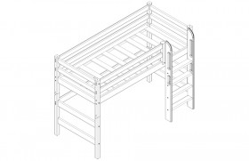 Кровать Соня вариант 5 полувысокая с прямой лестницей белый полупрозрачный в Черлаке - cherlak.katalogmebeli.com | фото 3