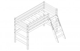 Кровать Соня вариант 6 полувысокая с наклонной лестницей Лаванда в Черлаке - cherlak.katalogmebeli.com | фото 2