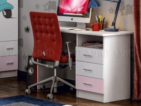Стол письменный Fashion-1 Вега (Белый/Розовый) в Черлаке - cherlak.katalogmebeli.com | фото 1