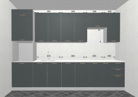 Кухня Квадро 3,2 м (высокие модули/Железо/Серый) в Черлаке - cherlak.katalogmebeli.com | фото 3