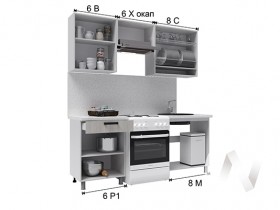 Кухня Салли 2.0 м с окапом (белый/сандал белый, серый/26 мм/дуб вотан) в Черлаке - cherlak.katalogmebeli.com | фото 3