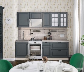 Кухня Регина 24 2,4 м (Серый матовый/Белый) в Черлаке - cherlak.katalogmebeli.com | фото