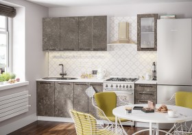 Кухонный гарнитур Нувель 1800мм белый/бетон коричневый в Черлаке - cherlak.katalogmebeli.com | фото