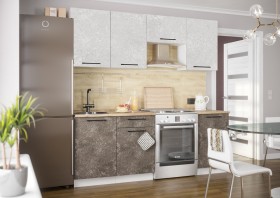 Кухонный гарнитур Нувель 2100мм белый/бетон коричневый в Черлаке - cherlak.katalogmebeli.com | фото