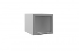 Квадро ГВПГС 500 шкаф верхний горизонтальный глубокий со стеклом высокий (Белый софт/корпус Серый) в Черлаке - cherlak.katalogmebeli.com | фото
