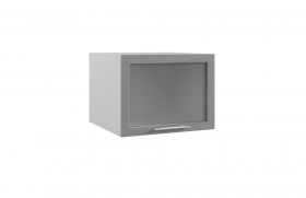 Квадро ГВПГС 600 шкаф верхний горизонтальный глубокий со стеклом высокий (Белый софт/корпус Серый) в Черлаке - cherlak.katalogmebeli.com | фото