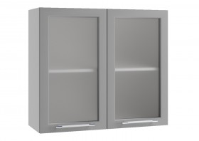 Квадро ПС 800 шкаф верхний со стеклом (Белый софт/корпус Серый) в Черлаке - cherlak.katalogmebeli.com | фото