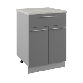 Квадро С1ЯШ 600 шкаф нижний с ящиком (Белый софт/корпус Серый) в Черлаке - cherlak.katalogmebeli.com | фото