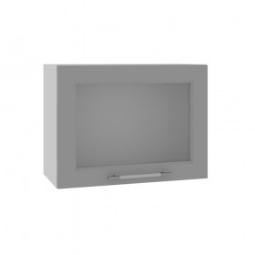 Квадро ВПГС 600 шкаф верхний горизонтальный со стеклом высокий (Белый софт/корпус Серый) в Черлаке - cherlak.katalogmebeli.com | фото