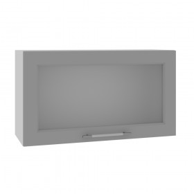 Квадро ВПГС 800 шкаф верхний горизонтальный со стеклом высокий (Белый софт/корпус Серый) в Черлаке - cherlak.katalogmebeli.com | фото