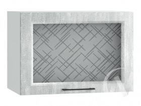 Либерти Шкаф верхний горизонтальный со стеклом ШВГС 609 (Холст грей/корпус белый) в Черлаке - cherlak.katalogmebeli.com | фото