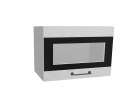 Лофт ПГСФ 500 шкаф верхний горизонтальный со стеклом и фотопечатью (Штукатурка белая/корпус Серый) в Черлаке - cherlak.katalogmebeli.com | фото