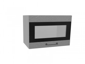 Лофт ПГСФ 500 шкаф верхний горизонтальный со стеклом и фотопечатью (Штукатурка серая/корпус Серый) в Черлаке - cherlak.katalogmebeli.com | фото