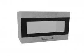 Лофт ПГСФ 600 шкаф верхний горизонтальный со стеклом и фотопечатью (Бетон светлый/корпус Серый) в Черлаке - cherlak.katalogmebeli.com | фото