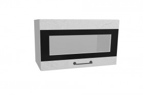 Лофт ПГСФ 600 шкаф верхний горизонтальный со стеклом и фотопечатью (Штукатурка белая/корпус Серый) в Черлаке - cherlak.katalogmebeli.com | фото