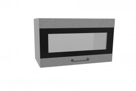 Лофт ПГСФ 600 шкаф верхний горизонтальный со стеклом и фотопечатью (Штукатурка серая/корпус Серый) в Черлаке - cherlak.katalogmebeli.com | фото