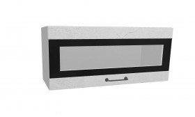 Лофт ПГСФ 800 шкаф верхний горизонтальный со стеклом и фотопечатью (Штукатурка белая/корпус Серый) в Черлаке - cherlak.katalogmebeli.com | фото