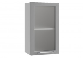 Лофт ПС 400 шкаф верхний со стеклом (Штукатурка белая/корпус Серый) в Черлаке - cherlak.katalogmebeli.com | фото