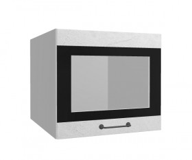 Лофт ВПГСФ 500 шкаф верхний горизонтальный со стеклом высокий с фотопечатью (Штукатурка белая/корпус Серый) в Черлаке - cherlak.katalogmebeli.com | фото