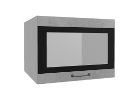 Лофт ВПГСФ 600 шкаф верхний горизонтальный со стеклом высокий с фотопечатью (Бетон светлый/корпус Серый) в Черлаке - cherlak.katalogmebeli.com | фото