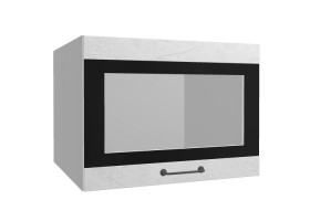 Лофт ВПГСФ 600 шкаф верхний горизонтальный со стеклом высокий с фотопечатью (Штукатурка белая/корпус Серый) в Черлаке - cherlak.katalogmebeli.com | фото