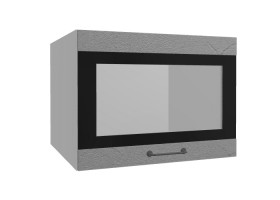 Лофт ВПГСФ 600 шкаф верхний горизонтальный со стеклом высокий с фотопечатью (Штукатурка серая/корпус Серый) в Черлаке - cherlak.katalogmebeli.com | фото