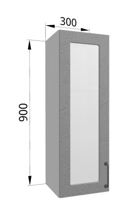 Лофт ВПС 300 шкаф верхний со стеклом высокий (Штукатурка серая/корпус Серый) в Черлаке - cherlak.katalogmebeli.com | фото