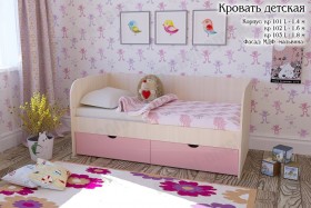 Мальвина Кровать детская 2 ящика 1.6 Розовыйй глянец в Черлаке - cherlak.katalogmebeli.com | фото 1