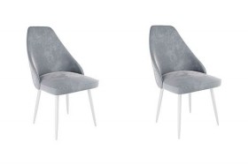 Набор стульев Милан 2 шт (серый велюр/белый) в Черлаке - cherlak.katalogmebeli.com | фото 1