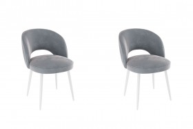 Набор стульев Моли 2 шт (серый велюр/белый) в Черлаке - cherlak.katalogmebeli.com | фото 1