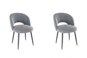 Набор стульев Моли 2 шт (серый велюр/черный) в Черлаке - cherlak.katalogmebeli.com | фото