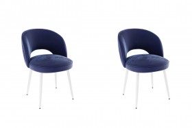 Набор стульев Моли 2 шт (синий велюр/белый) в Черлаке - cherlak.katalogmebeli.com | фото