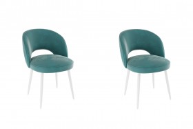 Набор стульев Моли 2 шт (зеленый велюр/белый) в Черлаке - cherlak.katalogmebeli.com | фото