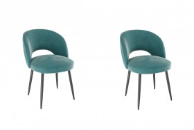 Набор стульев Моли 2 шт (зеленый велюр/черный) в Черлаке - cherlak.katalogmebeli.com | фото