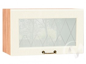 Ницца Шкаф верхний горизонтальный со стеклом ШВГС 600 (Крем/корпус дуб крафт золотой) в Черлаке - cherlak.katalogmebeli.com | фото
