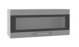 Олива ПГСФ 800 Шкаф верхний горизонтальный со стеклом с фотопечатью (Снег глянец/корпус Серый) в Черлаке - cherlak.katalogmebeli.com | фото