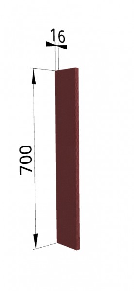 Панель торцевая ПТ 400 Квадро (для шкафа торцевого верхнего) Красная кожа в Черлаке - cherlak.katalogmebeli.com | фото